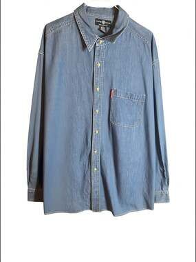 Vintage 1995 Warner Bros Studio Store Looney Tunes Tweety Bird Denim Shirt XL